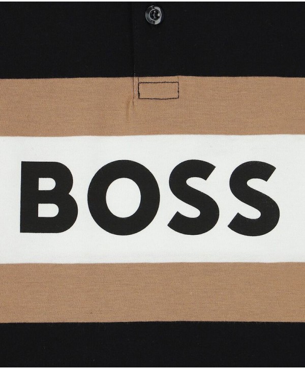 BOSS Boys Black, Beige & White Logo Polo Shirt 