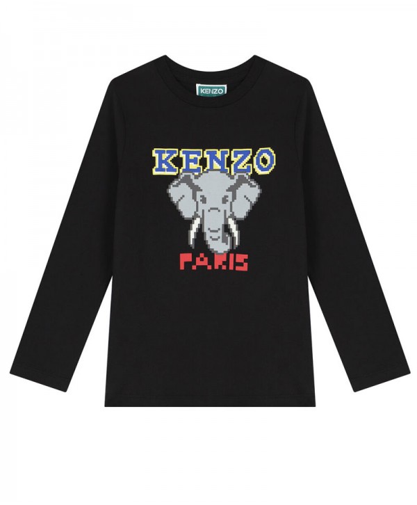 KENZO KIDS Boys Black Elephant Long Sleeve Top