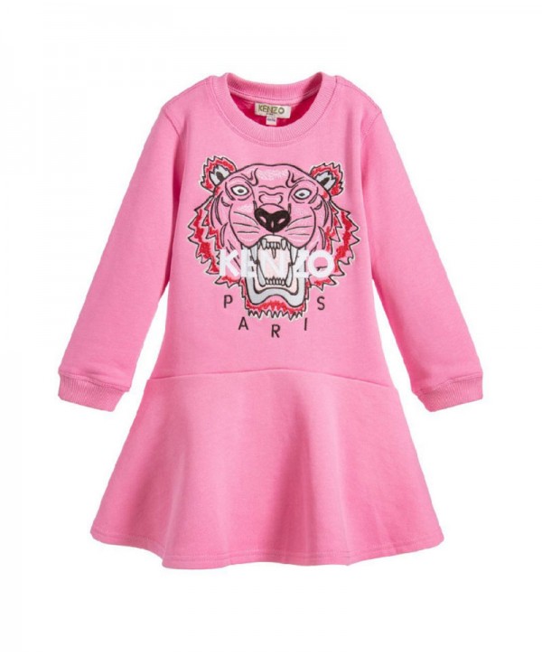 Kenzo Girl's Tiger Pink Sweatshirt Dress