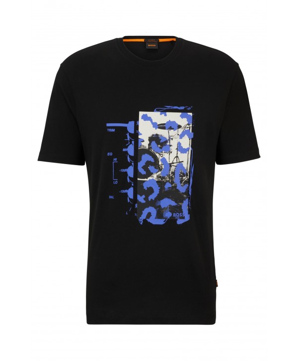 Boss Cotton-jersey T-shirt with music-inspired print