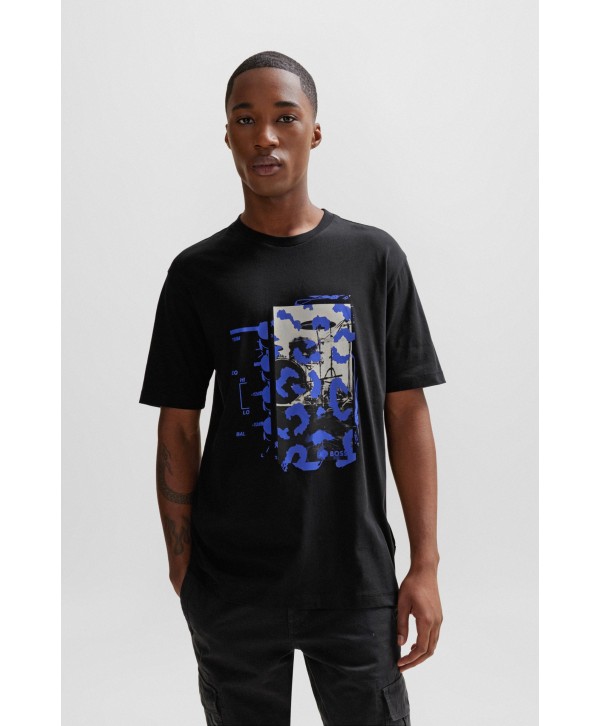 Boss Cotton-jersey T-shirt with music-inspired print