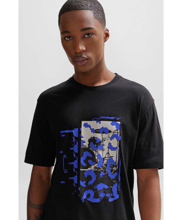 Boss Cotton-jersey T-shirt with music-inspired print