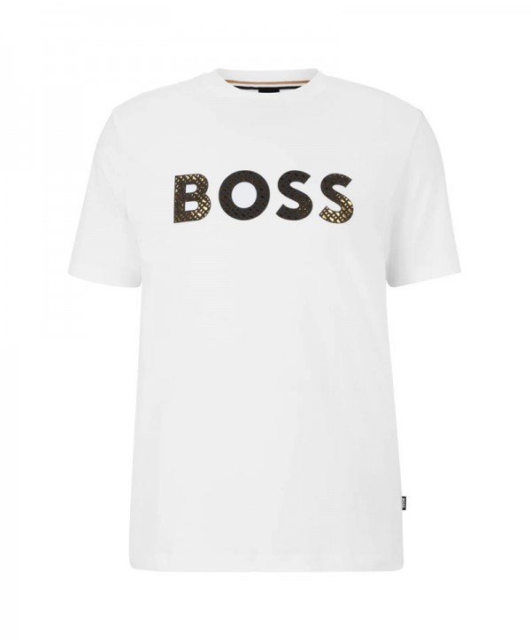 BOSS Organic White cotton T-shirt with logo