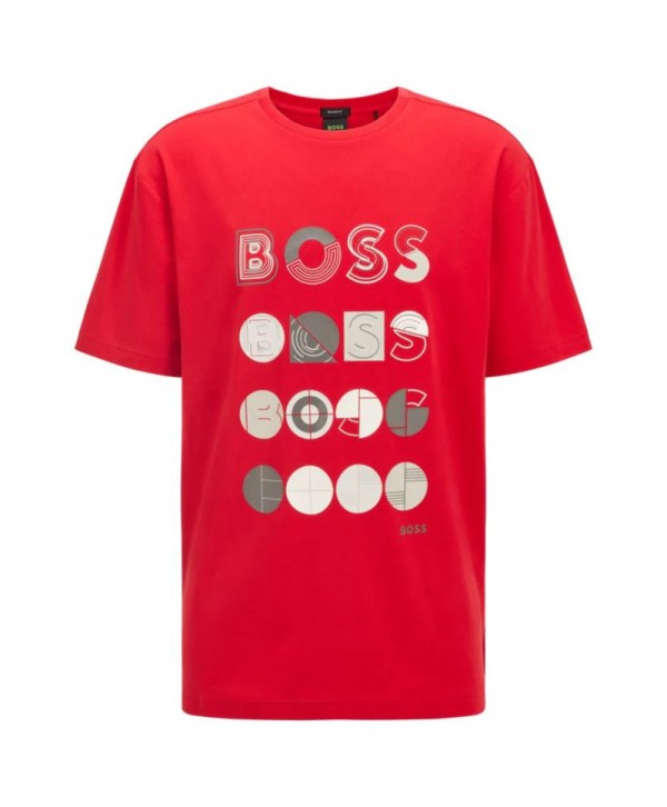 HUGO BOSS Men's Relaxed Fit Red Logo T-Shirt