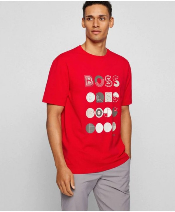 HUGO BOSS Men's Relaxed Fit Red Logo T-Shirt