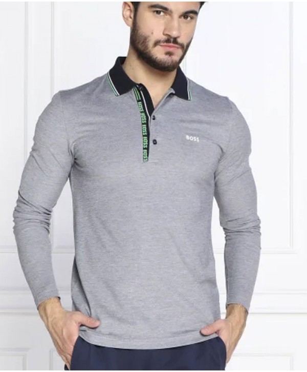 Boss Longsleeve Polo Pleesy Grey