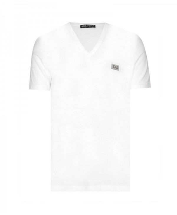 D&G White T shirt V Neck