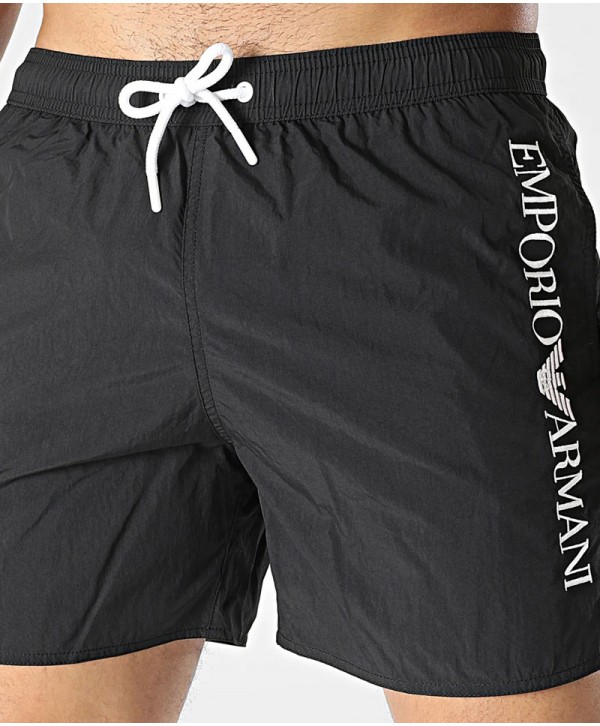 Emporio Armani Black Beachwear Embroided Logo