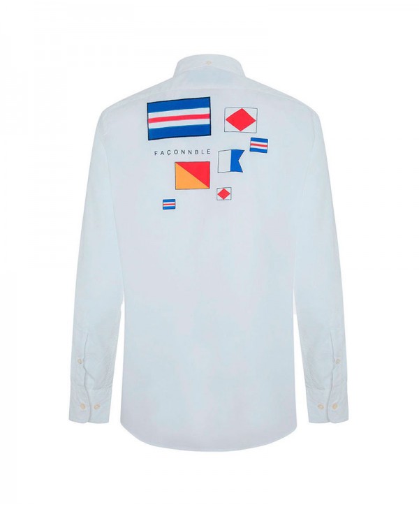 Faconnable White shirt with flags at back