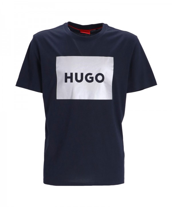 HUGO Cotton jersey regular fit T-shirt with metallic logo