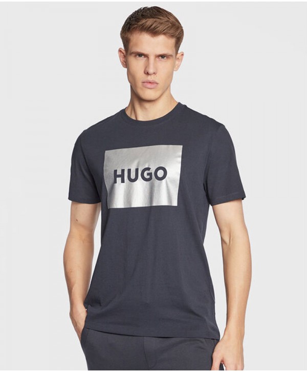 HUGO Cotton jersey regular fit T-shirt with metallic logo