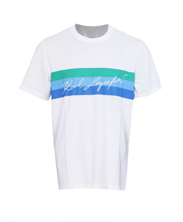 Karl Lagerfeld Signature stripe logo tee white