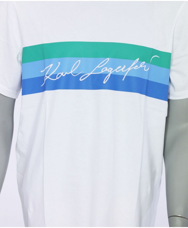 Karl Lagerfeld Signature stripe logo tee white