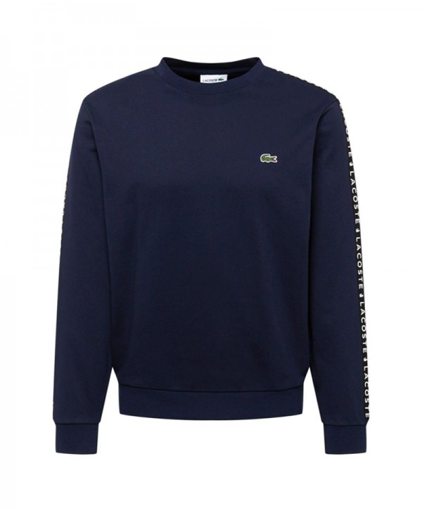 Navy Lacoste sweat tonal tape crew