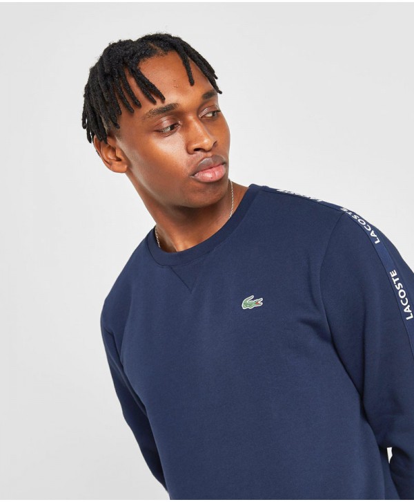 Navy Lacoste sweat tonal tape crew