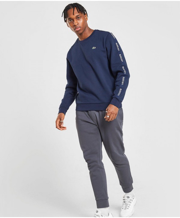 Navy Lacoste sweat tonal tape crew