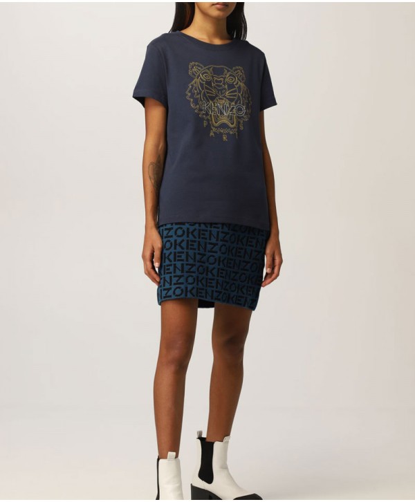 KENZO Classic T-shirt Printed Tiger In Navy Blue