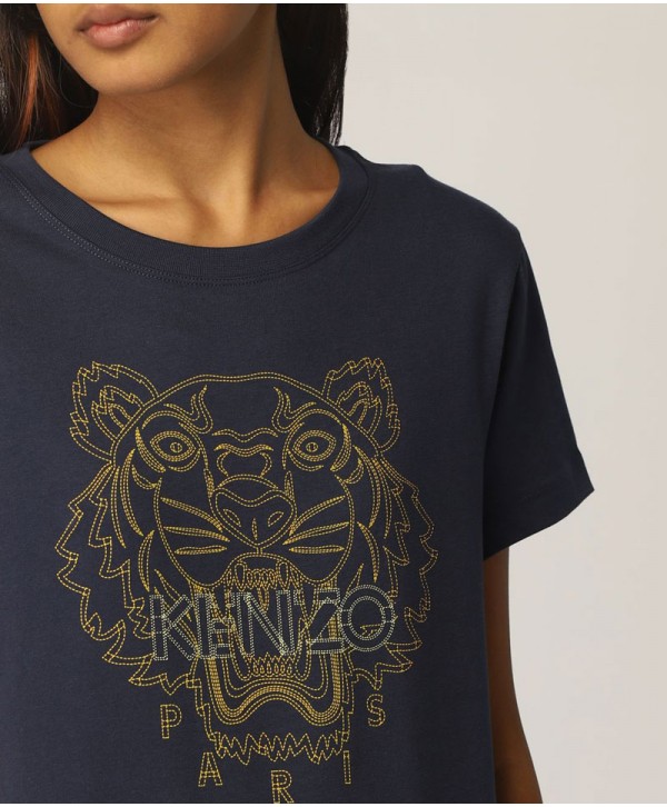 KENZO Classic T-shirt Printed Tiger In Navy Blue