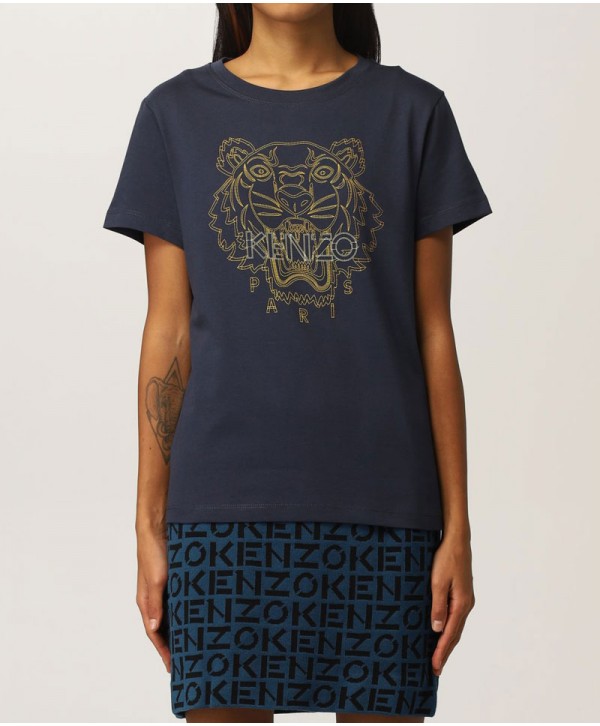 KENZO Classic T-shirt Printed Tiger In Navy Blue