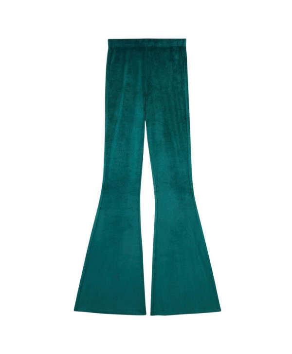 Undiz high-waisted trousers with def legs in velvet - fir tree 