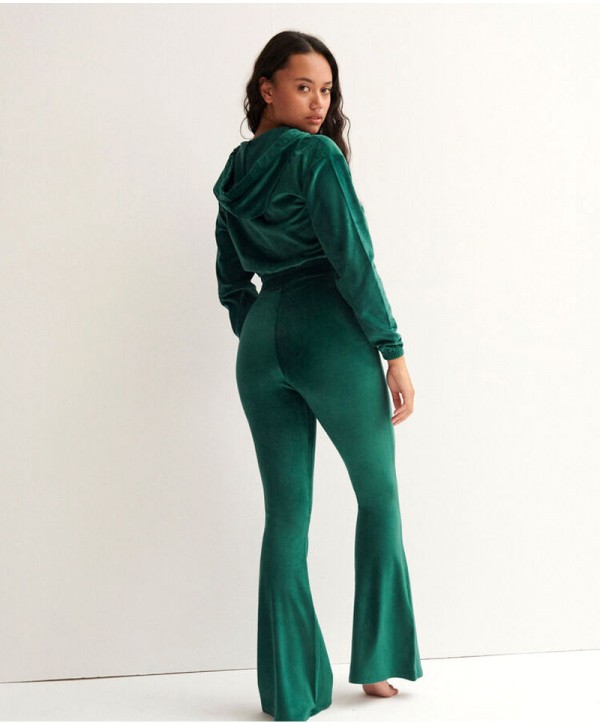 Undiz high-waisted trousers with def legs in velvet - fir tree 