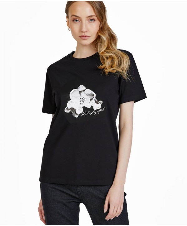 Karl Lagerfeld Orchid print T-shirt Black