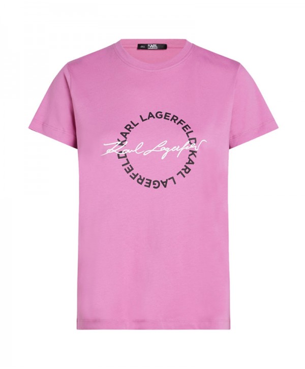 Karl Lagerfeld Pink circle logo tshirt