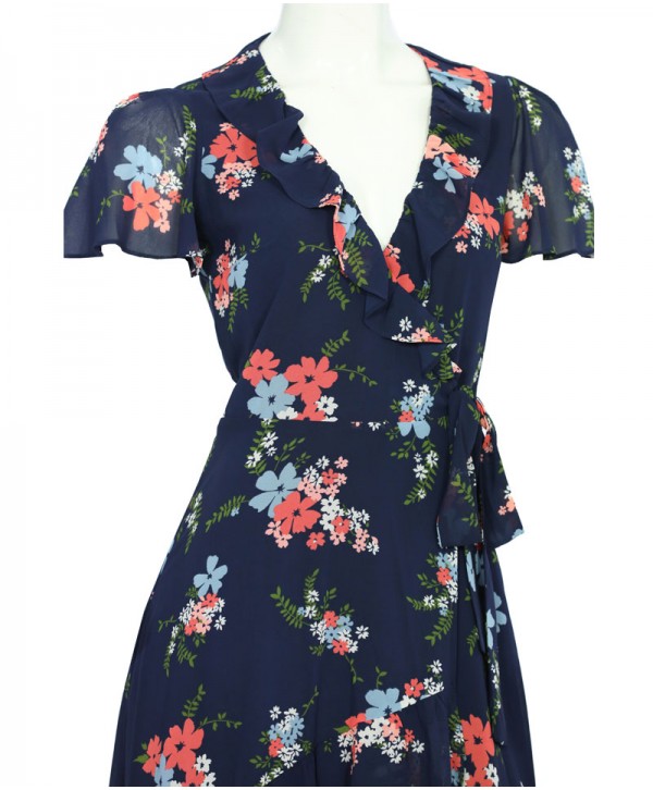 Michael Kors Floral Dress Blue Coral Peach