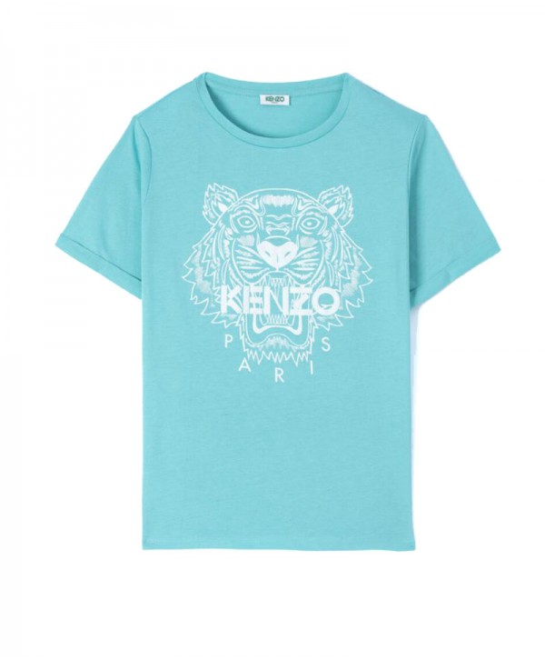 Kenzo Feminine Straight T Shirt Aqua