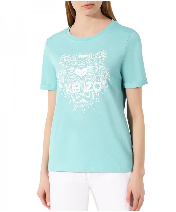 Kenzo Feminine Straight T Shirt Aqua